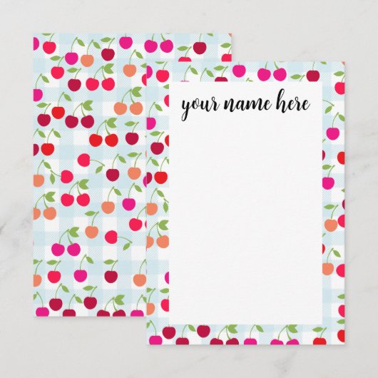 Persoonlijke Cherry Notecards Bedankkaart (Voorkant / Achterkant)