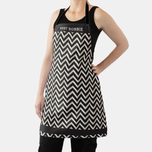 Persoonlijke Chevron Black & White Apron Schort (Insitu)