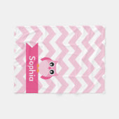Persoonlijke Chevron Pink Owl Fleece Blanket (Voorkant (Horizontaal))