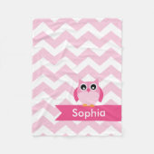 Persoonlijke Chevron Pink Owl Fleece Blanket Deken (Voorkant)
