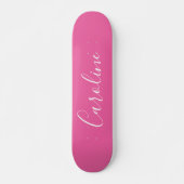 Persoonlijke Chic Calligraphy Naam Heet Roze Persoonlijk Skateboard (Voorkant)