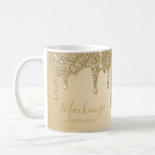 Persoonlijke Chic Gouden Glitter Drips Koffiemok