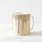Persoonlijke Chic Gouden Glitter Druppels Koffiemok (Voorkant rechts)