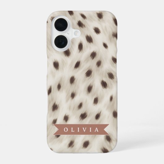 Persoonlijke Chic Neutrale Luipaard Dierenprint iPhone 16 Hoesje (Achterkant)