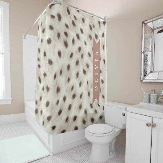 Persoonlijke Chic Neutrale Luipaard Dierprint Douchegordijn (In situ)