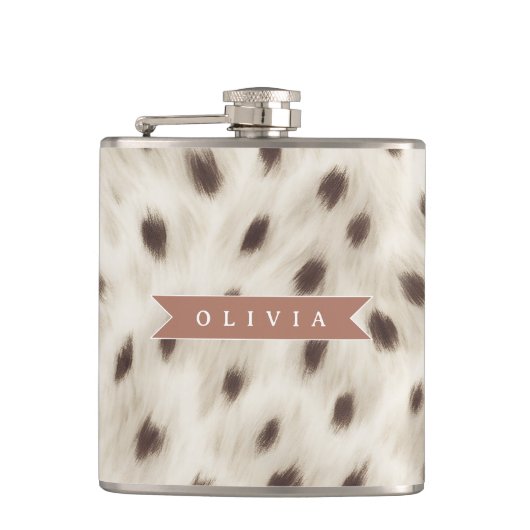 Persoonlijke Chic Neutrale Luipaard Dierprint Heupfles (Voorkant)