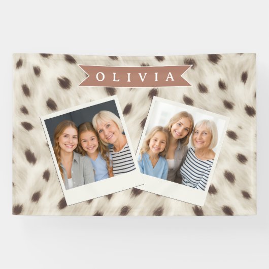 Persoonlijke Chic Neutrale Luipaard Dierprint Spandoek (Horizontaal)