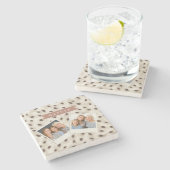 Persoonlijke Chic Neutrale Luipaard Dierprint Stenen Onderzetter (Zijkant)