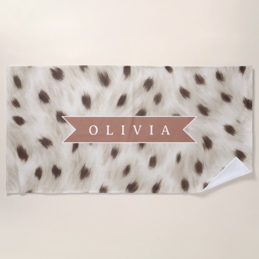 Persoonlijke Chic Neutrale Luipaard Dierprint Strandlaken (Voorkant)