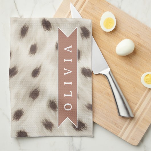Persoonlijke Chic Neutrale Luipaard Dierprint Theedoek (Quarter Fold)