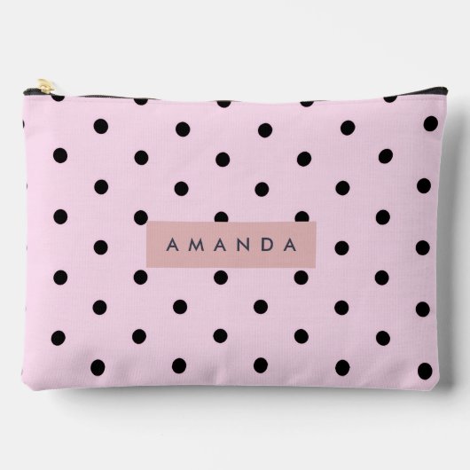 Persoonlijke Chic Roze en Zwarte Stippen Etui (Voorkant)