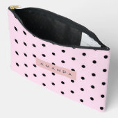 Persoonlijke Chic Roze en Zwarte Stippen Etui (Open)