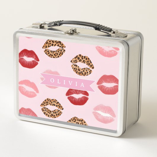Persoonlijke Chic Roze Luipaardprint Lippatroon (Voorkant)