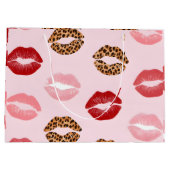 Persoonlijke Chic Roze Luipaardprint Lippatroon Groot Cadeauzakje (Achterkant)