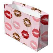 Persoonlijke Chic Roze Luipaardprint Lippatroon Groot Cadeauzakje (Achterkant Gekanteld)