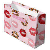 Persoonlijke Chic Roze Luipaardprint Lippatroon Groot Cadeauzakje (Voorkant Gekanteld)