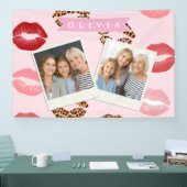Persoonlijke Chic Roze Luipaardprint Lippatroon Spandoek (Beurs)