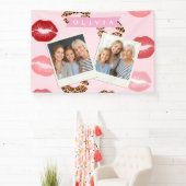Persoonlijke Chic Roze Luipaardprint Lippatroon Spandoek (Insitu)