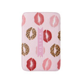 Persoonlijke Chic Roze Luipaardprint Lippenpatroon Badmat (Voorkant Verticaal)