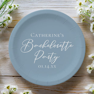Persoonlijke Chic Stofblauwe Bachelorette-feest Papieren Bordje