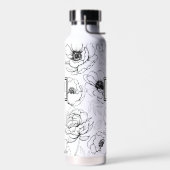 Persoonlijke Chic Zwart Wit Monogram Waterfles (Links)