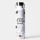 Persoonlijke Chic Zwart Wit Monogram Waterfles (Voorkant)