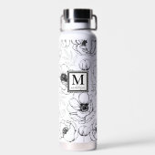 Persoonlijke Chic Zwart Wit Monogram Waterfles (Achterkant)