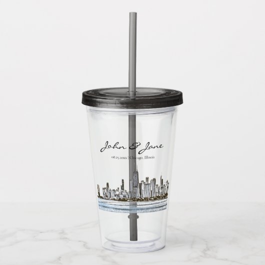 Persoonlijke Chicago Skyline Acryl Drinkbeker (Voorkant)