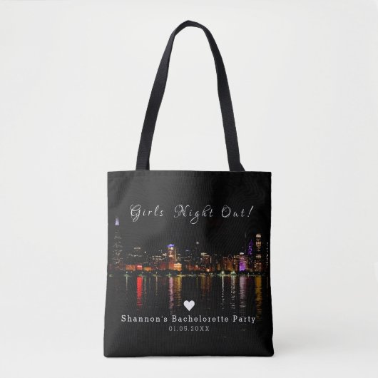 Persoonlijke Chicago Skyline Bachelorette Party Tote Bag (Voorkant)