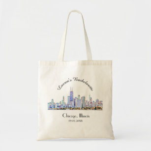 Persoonlijke Chicago Skyline Bachelorette Tote Bag
