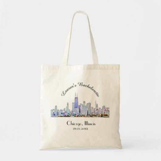 Persoonlijke Chicago Skyline Bachelorette Tote Bag (Voorkant)