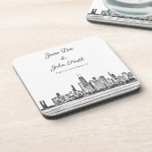 Persoonlijke Chicago Skyline Bier Onderzetter (Linkerzijde)