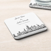 Persoonlijke Chicago Skyline Bier Onderzetter (Linkerzijde)