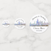 Persoonlijke Chicago Skyline Bruiloft Confetti (Voorkanten)