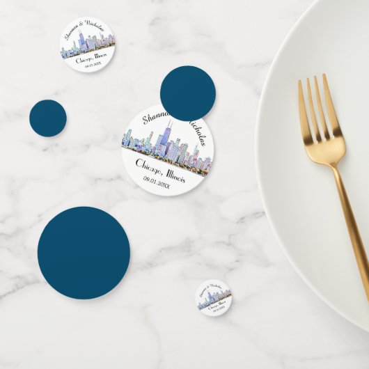 Persoonlijke Chicago Skyline Bruiloft Confetti (Groep)