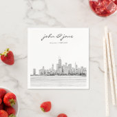 Persoonlijke Chicago Skyline Cocktail Napkin Servet (Insitu)