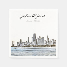 Persoonlijke Chicago Skyline Cocktail Napkin Servet