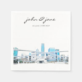 Persoonlijke Chicago Skyline Cocktail Napkins Servet
