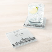 Persoonlijke Chicago Skyline Glazen Onderzetter (Schuin)