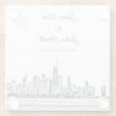 Persoonlijke Chicago Skyline Glazen Onderzetter (Achterkant)