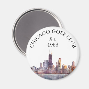 Persoonlijke Chicago Skyline Golfclubnaam Magneet