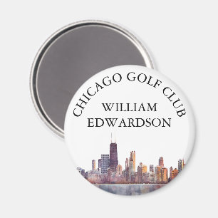 Persoonlijke Chicago Skyline Golfclubnaam Magneet