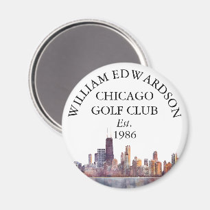 Persoonlijke Chicago Skyline Golfclubnaam Magneet
