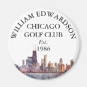 Persoonlijke Chicago Skyline Golfclubnaam Magneet (Voorkant)