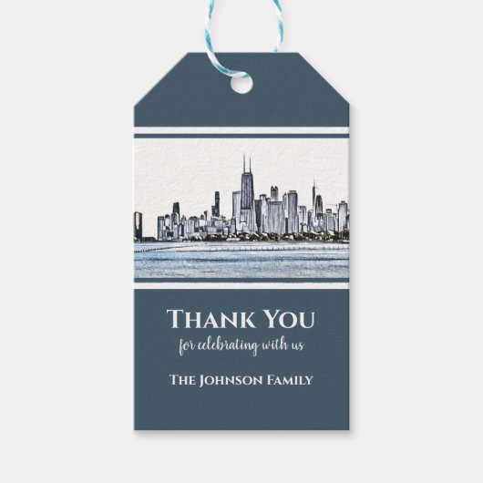 Persoonlijke Chicago Skyline Hartelijk dank Cadeaulabel (Voorkant)