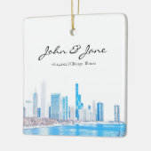 Persoonlijke Chicago Skyline in Winter Keramisch Ornament (Links)