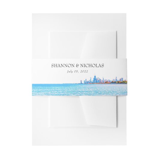 Persoonlijke Chicago Skyline Invitation Belly Band Uitnodigingen Wikkel (Voorkant Voorbeeld)