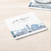 Persoonlijke Chicago Skyline Kartonnen Onderzetters (Schuin)