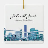 Persoonlijke Chicago Skyline Keramisch Ornament (Achterkant)