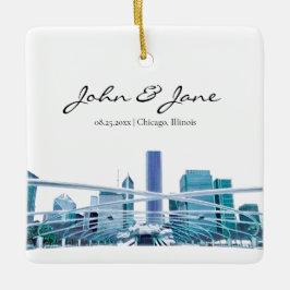 Persoonlijke Chicago Skyline Keramisch Ornament